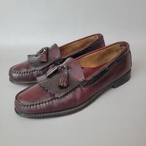 GH Bass WeeJuns Burgundy Leather Kiltie Tassel Slip On Loafer Shoes Men’s 11D